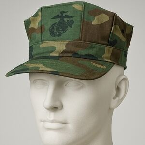 8 Point Cover Woodland Camouflage with Ink Stamped EGA Emblem